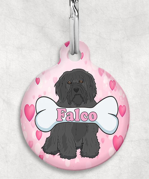 tibetaanse-terrier-zwart-naam-been-huisdierpenning-hartjes