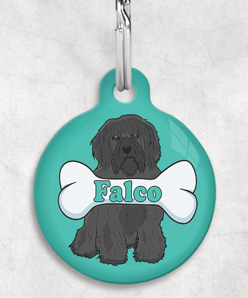 tibetaanse-terrier-zwart-naam-been-huisdierpenning-turquoise