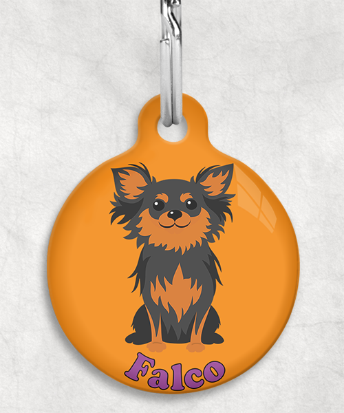 chihuahua-langhaar-black-tan-naam-los-huisdierpenning-oranje