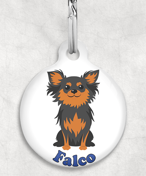 chihuahua-langhaar-black-tan-naam-los-huisdierpenning-wit