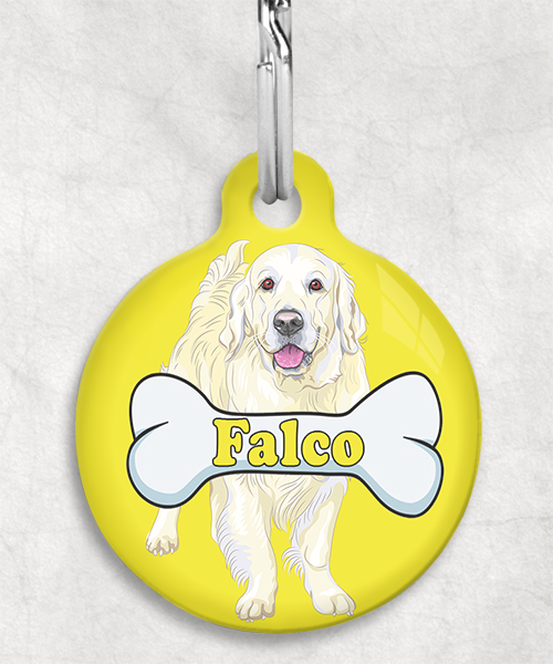 golden-retriever-beige-naam-been-huisdierpenning-geel