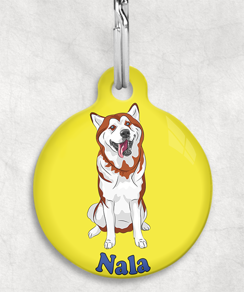husky-bruin-naam-los-huisdierpenning-geel