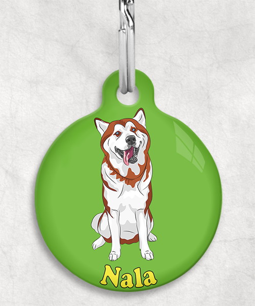 husky-bruin-naam-los-huisdierpenning-groen