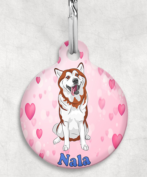 husky-bruin-naam-los-huisdierpenning-hartjes