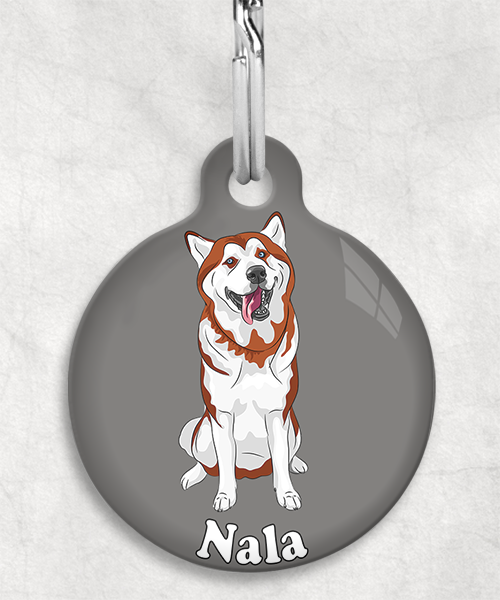 husky-bruin-naam-los-huisdierpenning-lichtgrijs