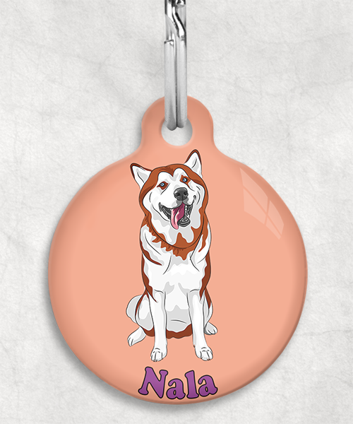 husky-bruin-naam-los-huisdierpenning-peach