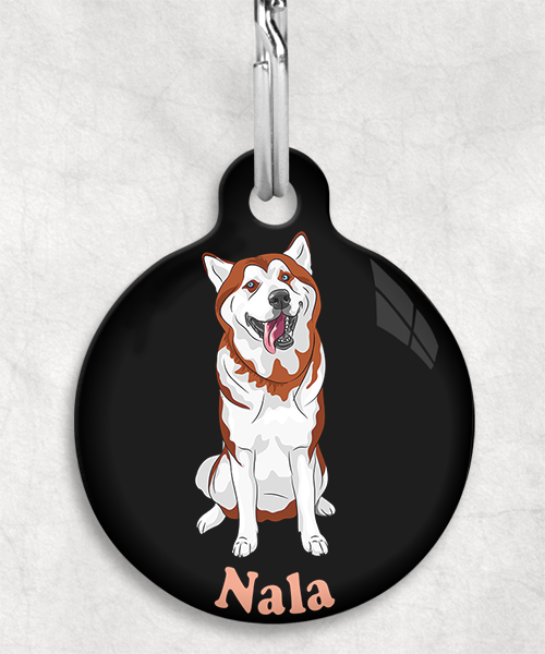 husky-bruin-naam-los-huisdierpenning-zwart
