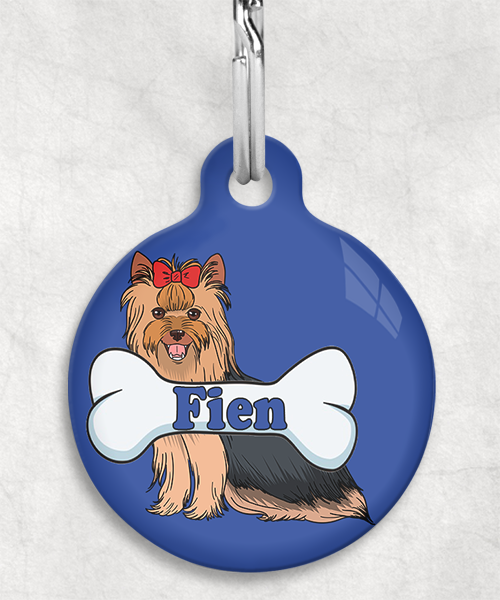 yorshire-terrier-free-pik-zittend-naam-been-huisdierpenning-blauw