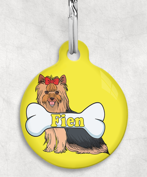 yorshire-terrier-free-pik-zittend-naam-been-huisdierpenning-geel