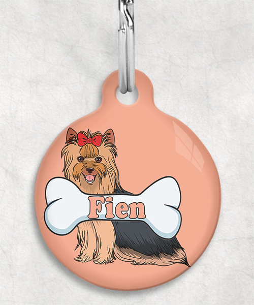 yorshire-terrier-free-pik-zittend-naam-been-huisdierpenning-peach