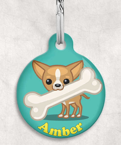 100091-chihuahua-met-schuin-bot-naam-los-huisdierpenning-turquoise