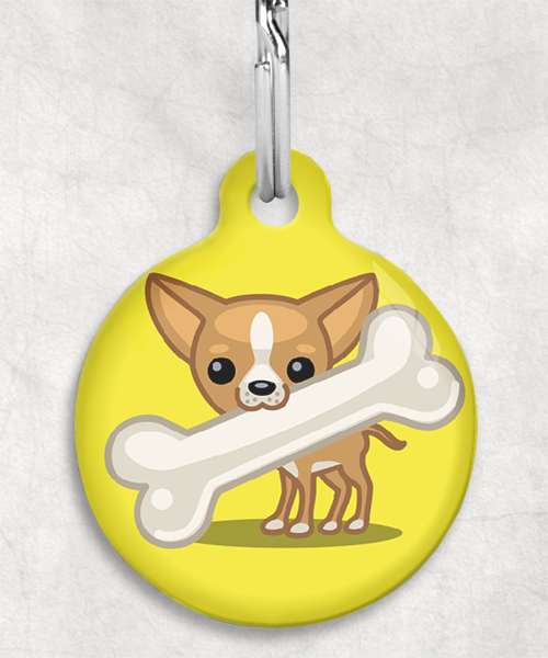 100091-chihuahua-met-schuin-bot-zonder-naam-huisdierpenning-geel