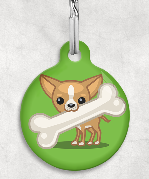 100091-chihuahua-met-schuin-bot-zonder-naam-huisdierpenning-groen