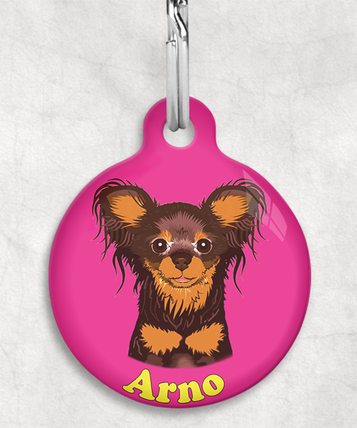 100122-russische-terrier-bruin-naam-los-huisdierpenning-fushia