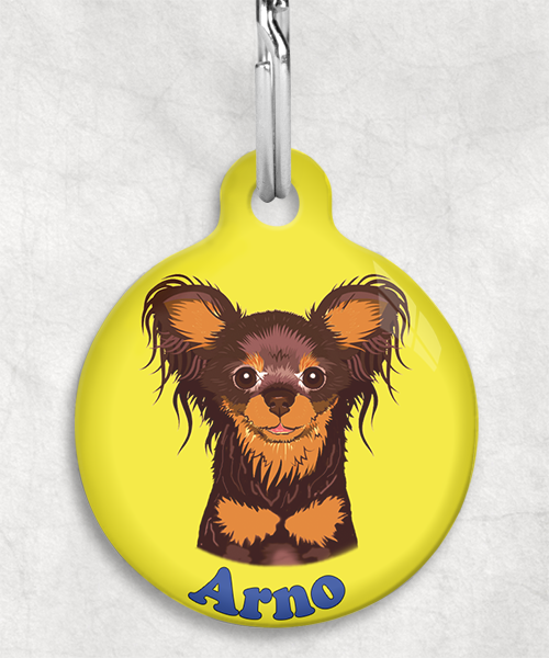 100122-russische-terrier-bruin-naam-los-huisdierpenning-geel