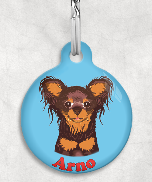 100122-russische-terrier-bruin-naam-los-huisdierpenning-lichtblauw