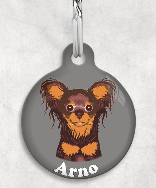 100122-russische-terrier-bruin-naam-los-huisdierpenning-lichtgrijs