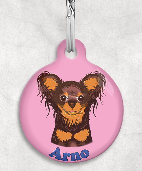 100122-russische-terrier-bruin-naam-los-huisdierpenning-lichtroze