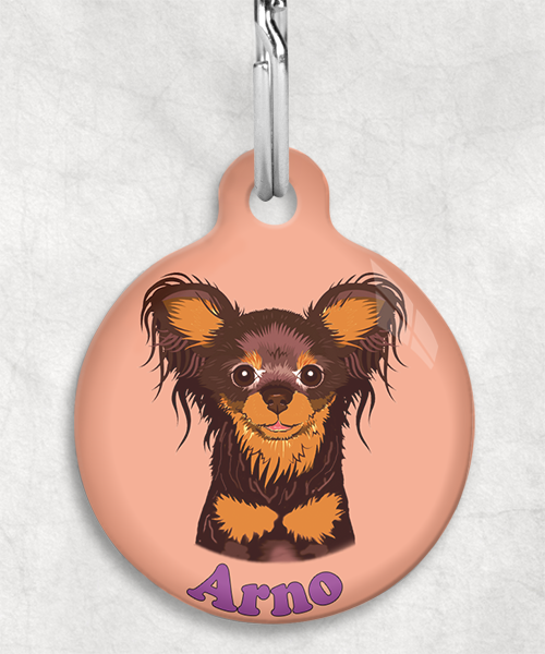 100122-russische-terrier-bruin-naam-los-huisdierpenning-peach