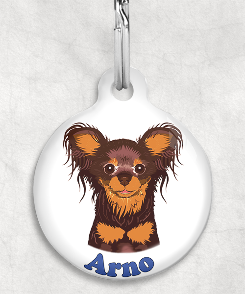 100122-russische-terrier-bruin-naam-los-huisdierpenning-wit