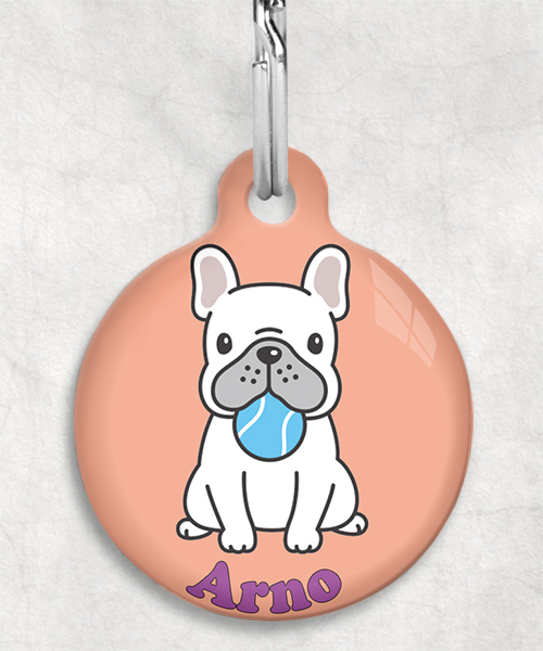 bulldog-met-bal-naam-los-huisdierpenning-peach