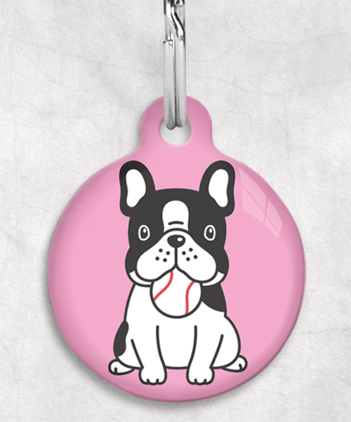 bulldog-met-ball-zwartwit-zonder-naam-huisdierpenning-lichtroze