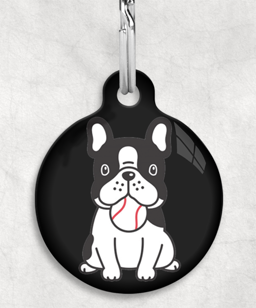 bulldog-met-ball-zwartwit-zonder-naam-huisdierpenning-zwart