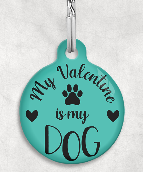 100667-my-valentine-is-my-dog-kleur-achtergrond-huisdierpenning-turquoise