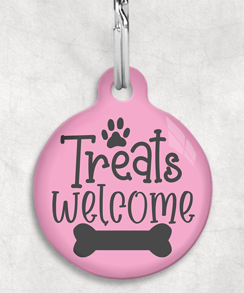 100676-treats-welcome-kleur-achtergrond-huisdierpenning-lichtroze