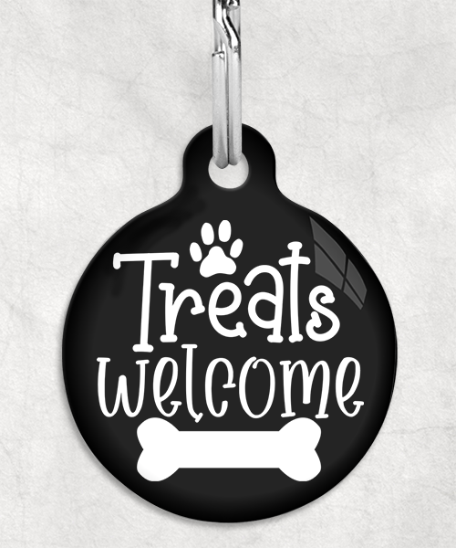 100676-treats-welcome-kleur-achtergrond-huisdierpenning-zwart
