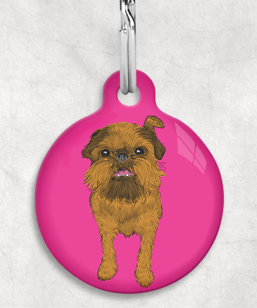 brussels-griffon-bruin-zonder-naam-huisdierpenning-fushia