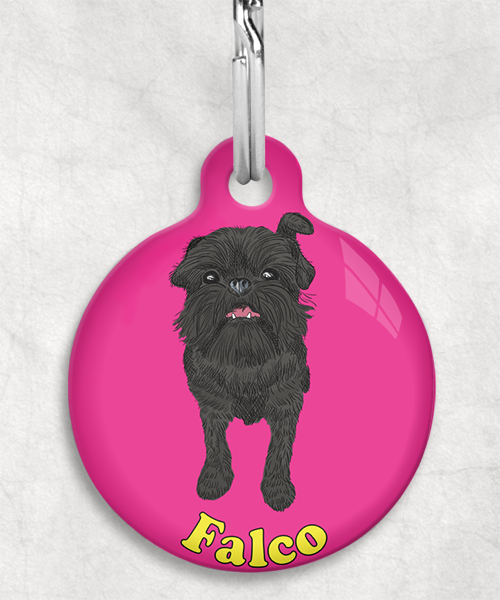 brussels-grifon-zwart-psd-naam-los-huisdierpenning-fushia