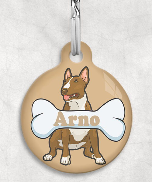 bull-terrier-beigecartoon-naam-been-huisdierpenning-beige