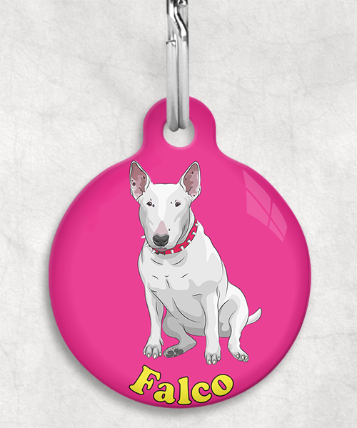 bull-terrier-naam-los-huisdierpenning-fushia