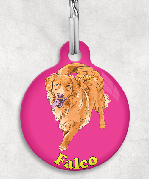 scota-duck-toller-naam-los-huisdierpenning-fushia