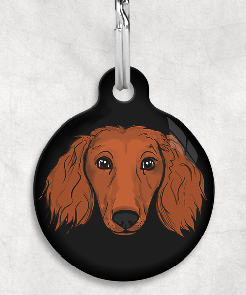 langharige-teckel-red-zonder-naam-huisdierpenning-zwart